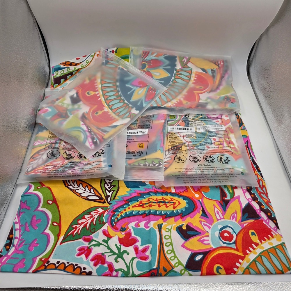 Bohemian Paisley Floral Multi-Color Pillowcase lot of 6 20x30 Polyester Home L4 - Picture 12 of 16